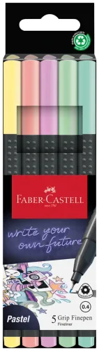 Faber-Castell, FABER-CASTELL Finepen Grip 0.4mm 151602 5 couleurs, Pastell