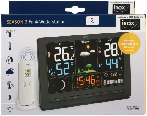 TFA Dostmann, TFA Dostmann SEASON 2 35.1118.01 Funk-Wetterstation Vorhersage für 12 bis 24 Stunden Anzahl Sensoren max. 3 St.
