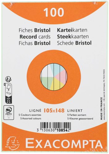 Biella, BIELLA Karteikarten liniert A6 10854E farbig assortiert 100 St&uuml;ck