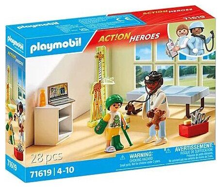 PLAYMOBIL, 71619 Action Heroes Kinderarzt mit Teddybär , Konstruktionsspielzeug
