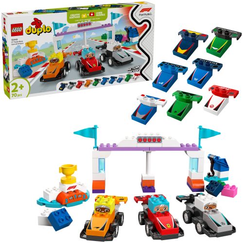 LEGO, 10445 DUPLO F1 Team Rennautos mit Rennfahrern, Konstruktionsspielzeug