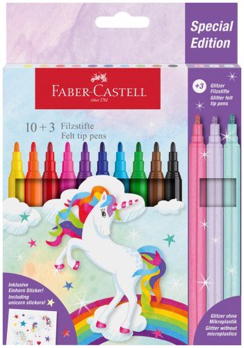 Faber-Castell, FABER-CASTELL Filzstifte Einhorn 554213 inkl. Sticker 13 St&uuml;ck