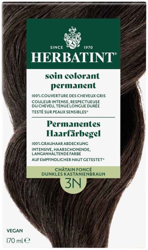 Herbatint Permanentes Haarfärbegel, Dunkles Kastanienbraun (3N), 100 % Grauhaar Abdeckung