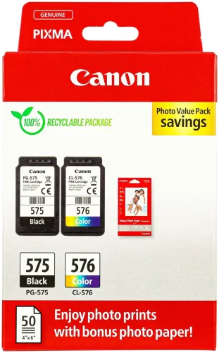 Canon, CANON Photo Value Pack BKCMY PGCL575/6 Pixma TR4750i GP-501 50Bl.