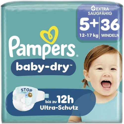 Pampers Baby Dry Windeln Grösse 5+ Junior Plus 12-17kg 36 Stück