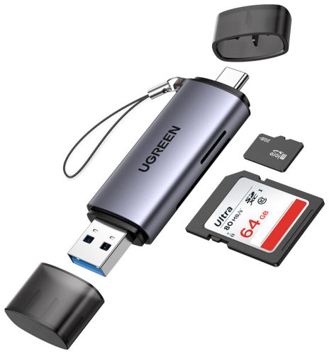 UGREEN -  SD-/Micro-SD-Speicherkartenleser mit USB-C/USB-A, Silber