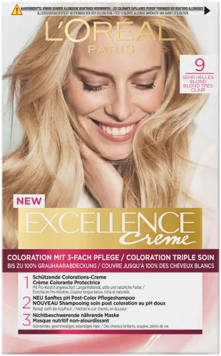 L'Oréal Paris Excellence Creme 9 Sehr Helles Blond, 1Stk
