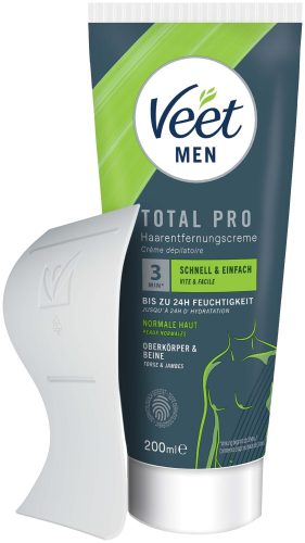 Veet Men Total Pro Haarentfernungscreme Oberkörper & Beine Tube & Spatel