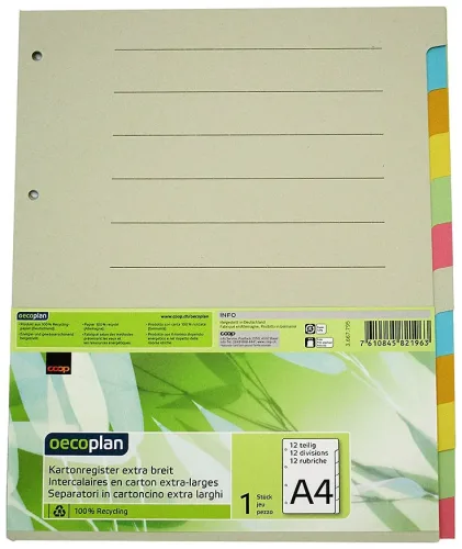 Oecoplan Kartonregister A4 extra-breit 12 Stück