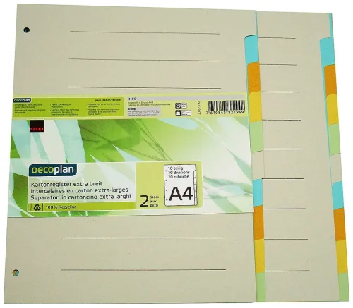 Oecoplan Kartonregister A4 extra-breit 10-teilig