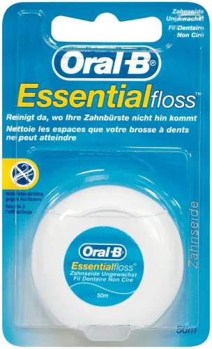Oral-B, Oral-B - ssentialfloss Zahnseide Ungewachst, Essentialfloss ungewachst, 50m