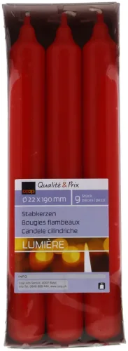 InHouse Stabkerzen rot 2.2x19cm 9 Stück