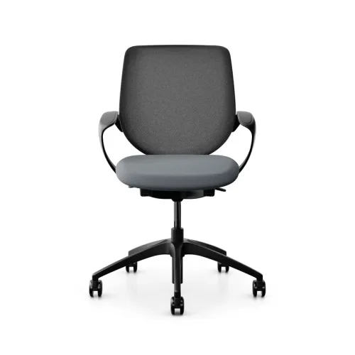 Swivel chair backrest configurable Giroflex 313 with mesh backrest, with fixed armrests Gray/Black, New