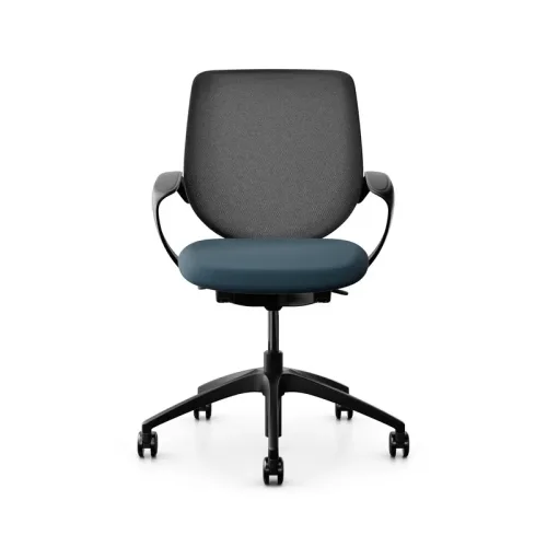 Swivel chair backrest configurable Giroflex 313 with mesh backrest, with fixed armrests Blue/Black, New