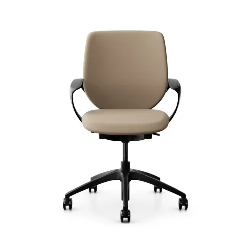 Swivel chair backrest configurable Giroflex 313 with upholstered backrest, with fixed armrests Light brown/Black, New