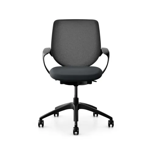 Swivel chair backrest configurable Giroflex 313 with mesh backrest, with fixed armrests Black/Black, New