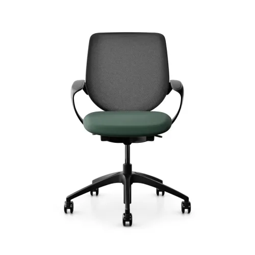 Swivel chair backrest configurable Giroflex 313 with mesh backrest, with fixed armrests Dark green/Black, New