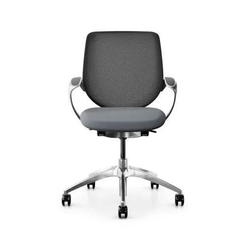 Swivel chair backrest configurable Giroflex 313 with mesh backrest, with fixed armrests Gray/Chrome-plated, New
