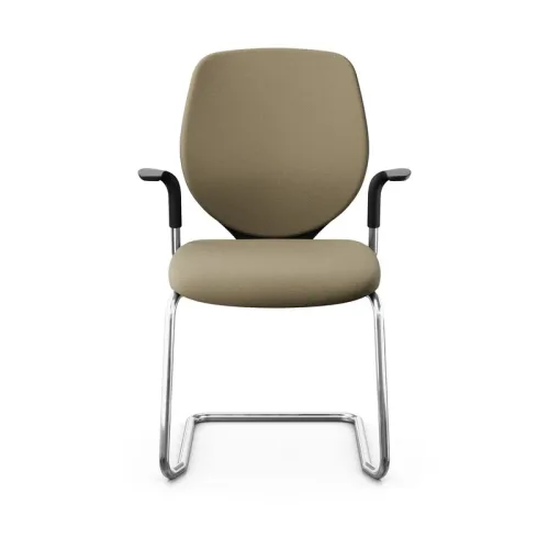 Giroflex 353 cantilever conference chair with fixed armrests, Light brown/Chrome-plated, New