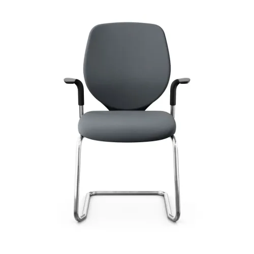 Giroflex 353 cantilever conference chair with fixed armrests, Gray/Chrome-plated, New