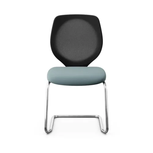 Giroflex 353 cantilever conference chair without armrests, Light blue/Chrome-plated, New