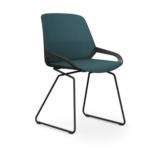 AERIS, Skid-base chair Aeris Numo Comfort Petrol/Black without armrests, New - Comfortable seating