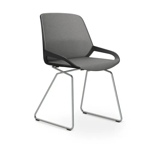 AERIS, Skid-base chair Aeris Numo Comfort Light grey/White / chrome without armrests, New - Comfortable seating