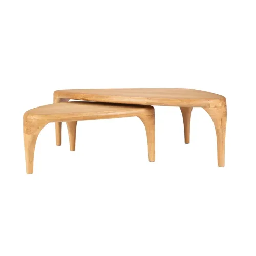 Zuiver, Massivholz Design Couchtisch Set „Ilsa“ (2 Stück) Zuiver