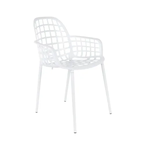 Zuiver Albert Kuip garden chair - set of 2, White with fixed armrests, New - Modern & weatherproof