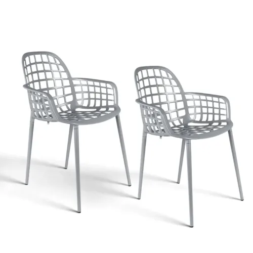 Zuiver, Zuiver Albert Kuip garden chair - set of 2, Gray with fixed armrests, New - Modern & weatherproof