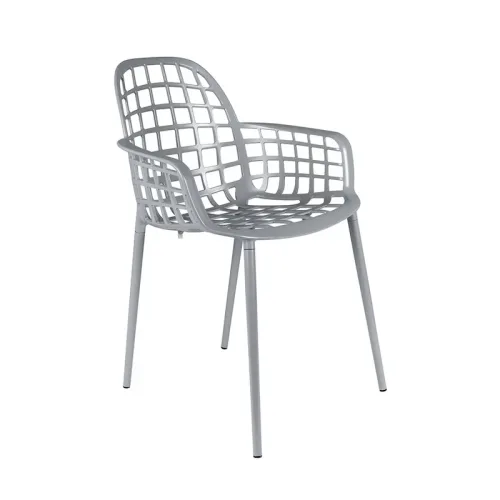 Zuiver Albert Kuip garden chair - set of 2, Gray with fixed armrests, New - Modern & weatherproof