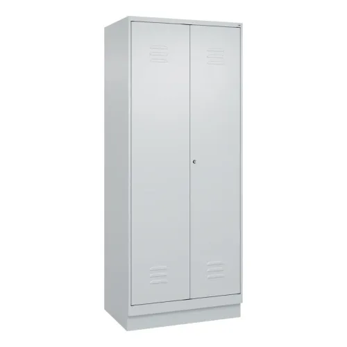 C+P, Putzmittelspind Classic PLUS, 1 Abteil, Trennwand mittig, lichtgrau, B 800 mm, mit Bodensockel, Zylinderschloss C+P