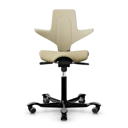 HAG, Saddle chair HAG Capisco Puls 8020, Yellow-black/Black, New, Ergonomic chair - ideal for flexible working