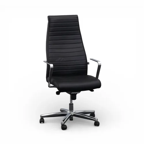 Elegant Chairman X leather executive chair with ring armrests, Black, New, Ergonomic chair - ideal for flexible working