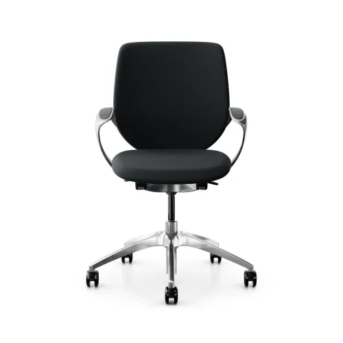 GIROFLEX, Swivel chair backrest configurable Giroflex 313 with upholstered backrest, with fixed armrests Black/Chrome-plated, New