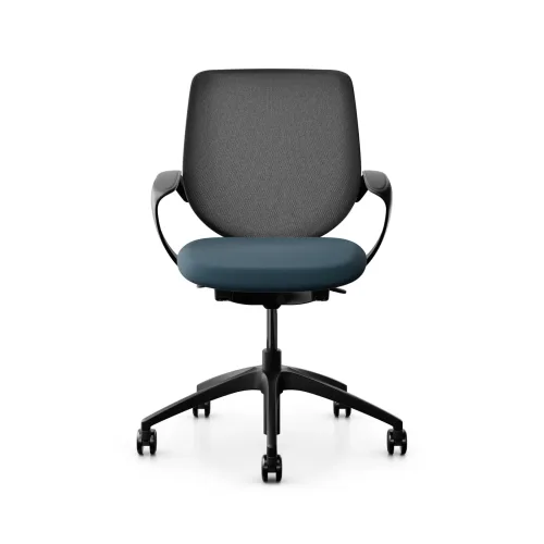 GIROFLEX, Swivel chair backrest configurable Giroflex 313 with mesh backrest, with fixed armrests Blue/Black, New