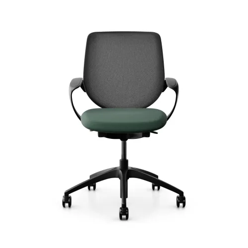 GIROFLEX, Swivel chair backrest configurable Giroflex 313 with mesh backrest, with fixed armrests Dark green/Black, New