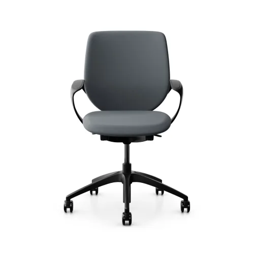 GIROFLEX, Swivel chair backrest configurable Giroflex 313 with upholstered backrest, with fixed armrests Gray/Black, New