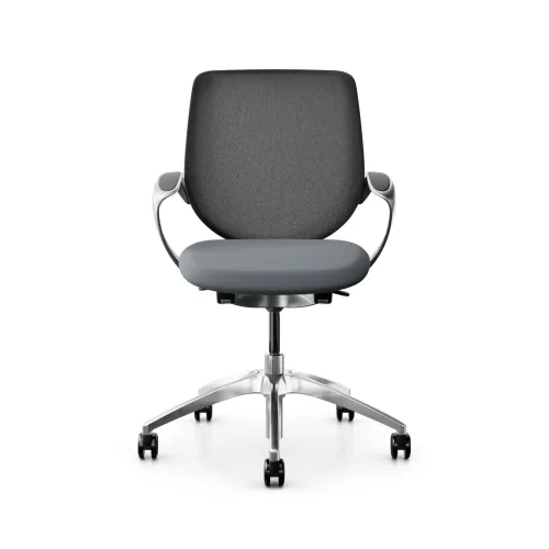 GIROFLEX, Swivel chair backrest configurable Giroflex 313 with mesh backrest, with fixed armrests Gray/Chrome-plated, New