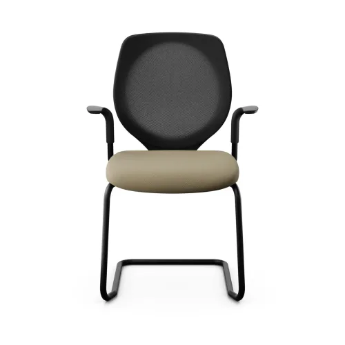 GIROFLEX, Giroflex 353 cantilever conference chair with fixed armrests, Light brown/ Black, New