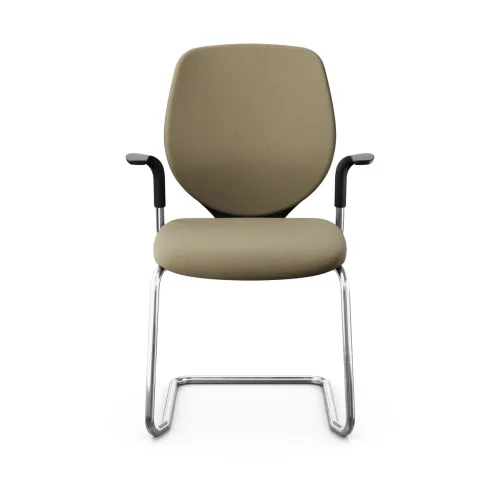 GIROFLEX, Giroflex 353 cantilever conference chair with fixed armrests, Light brown/Chrome-plated, New