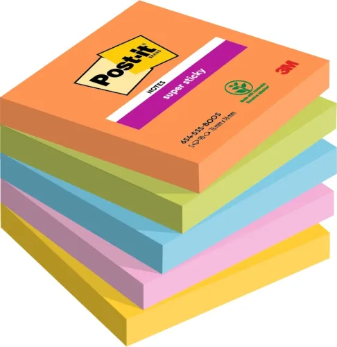 POST-IT Super Sticky Boost 76x76mm 654-5SS-BOOS 5-farbig 5x90 Blatt