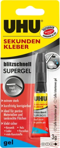 Uhu - Sekundenkleber, 3g, Transparent