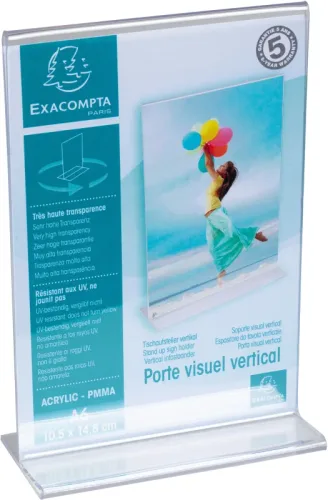 EXACOMPTA Tischaufsteller A6 86158D transparent, T-Form hoch