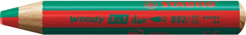 STABILO Farbstift Woody 3 in 1 882/310-533 Duo, rot/dunkelgr&uuml;n