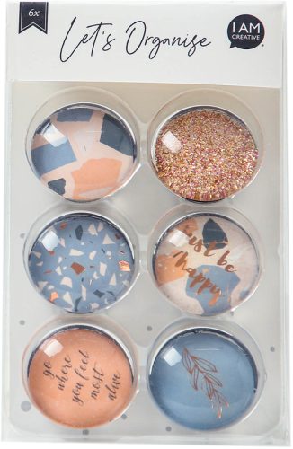 I AM CREATIVE Magnet Happy Let`s Organize MAA4035.54 Glas, 2.5x1cm 6 St&uuml;ck
