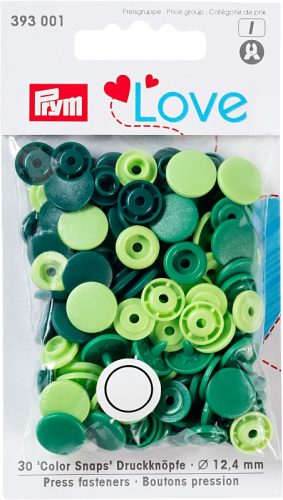 Prym Love Druckknopf Color Snaps, gr&uuml;n 12.4 mm, Karte 30 Stk.