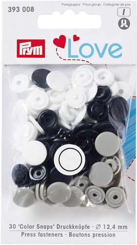Prym Love Druckknopf Color Snaps, marine, grau & weiss 12.4 mm, Karte 30 Stk.