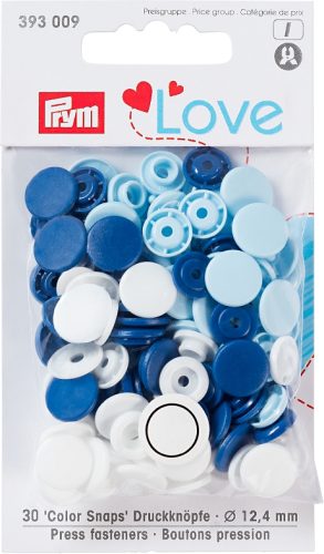 Prym Love Druckknopf Color Snaps, weiss & blau 12.4 mm, Karte 30 Stk.