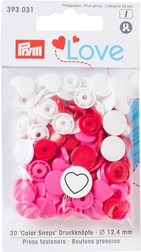 Prym Love Druckknopf Color Snaps Herz, rott&ouml;ne 12.4 mm, Karte 30 Stk.